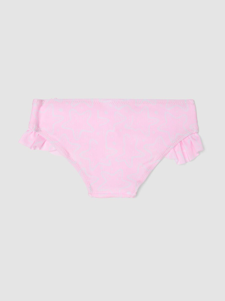 Pink baby swim briefs in stretch fabric with ruffles_1