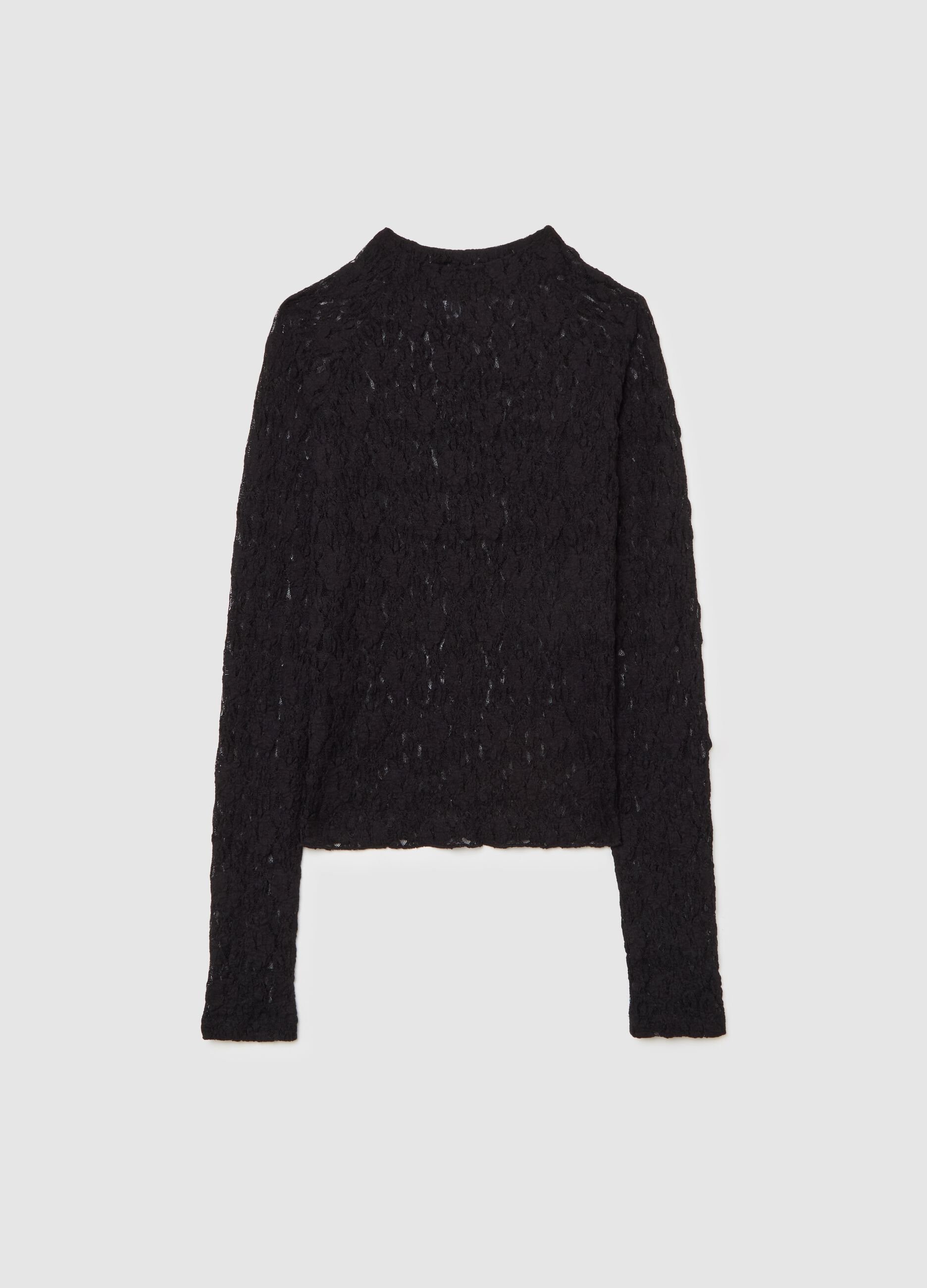 Black Lace Long Sleeve Top