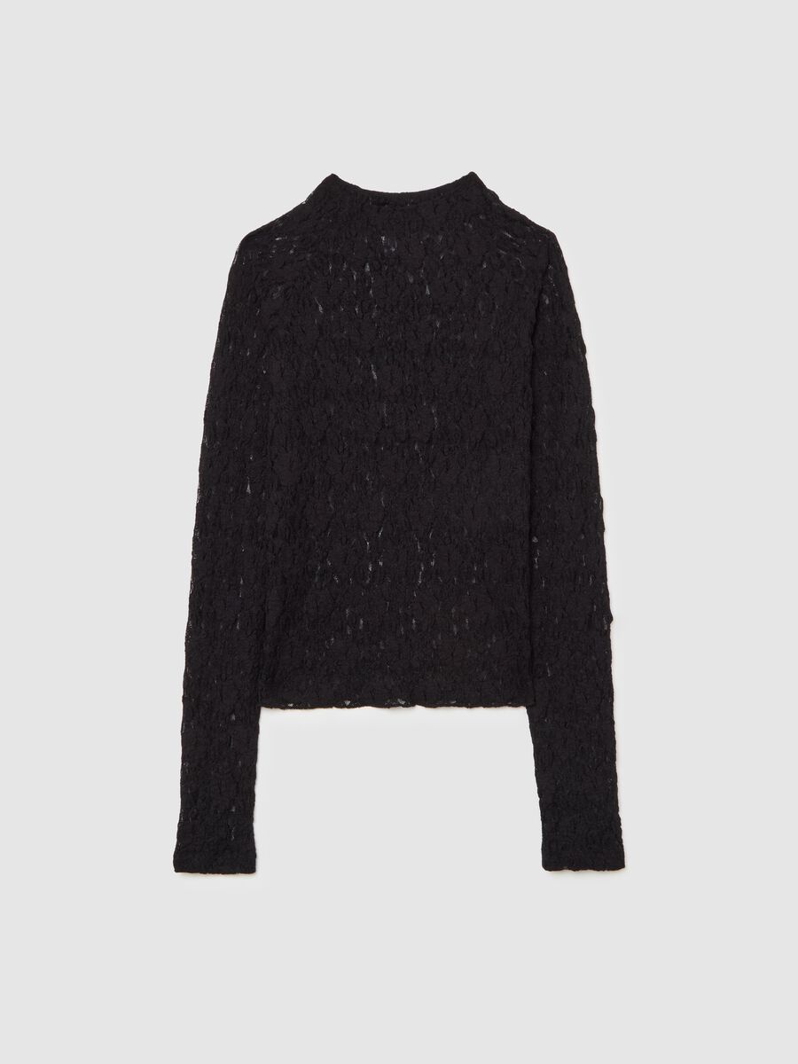 Black Lace Long Sleeve Top_0