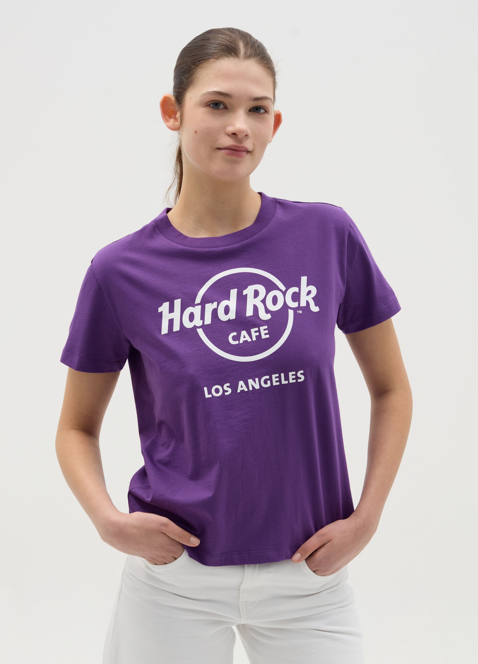 T-shirt viola stampa Hard Rock Café Los Angeles