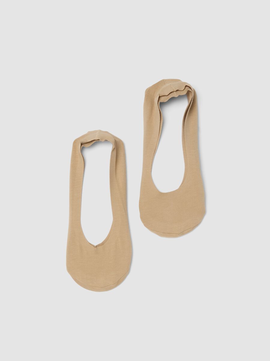 Two-pack of invisible beige cotton blend socks_0