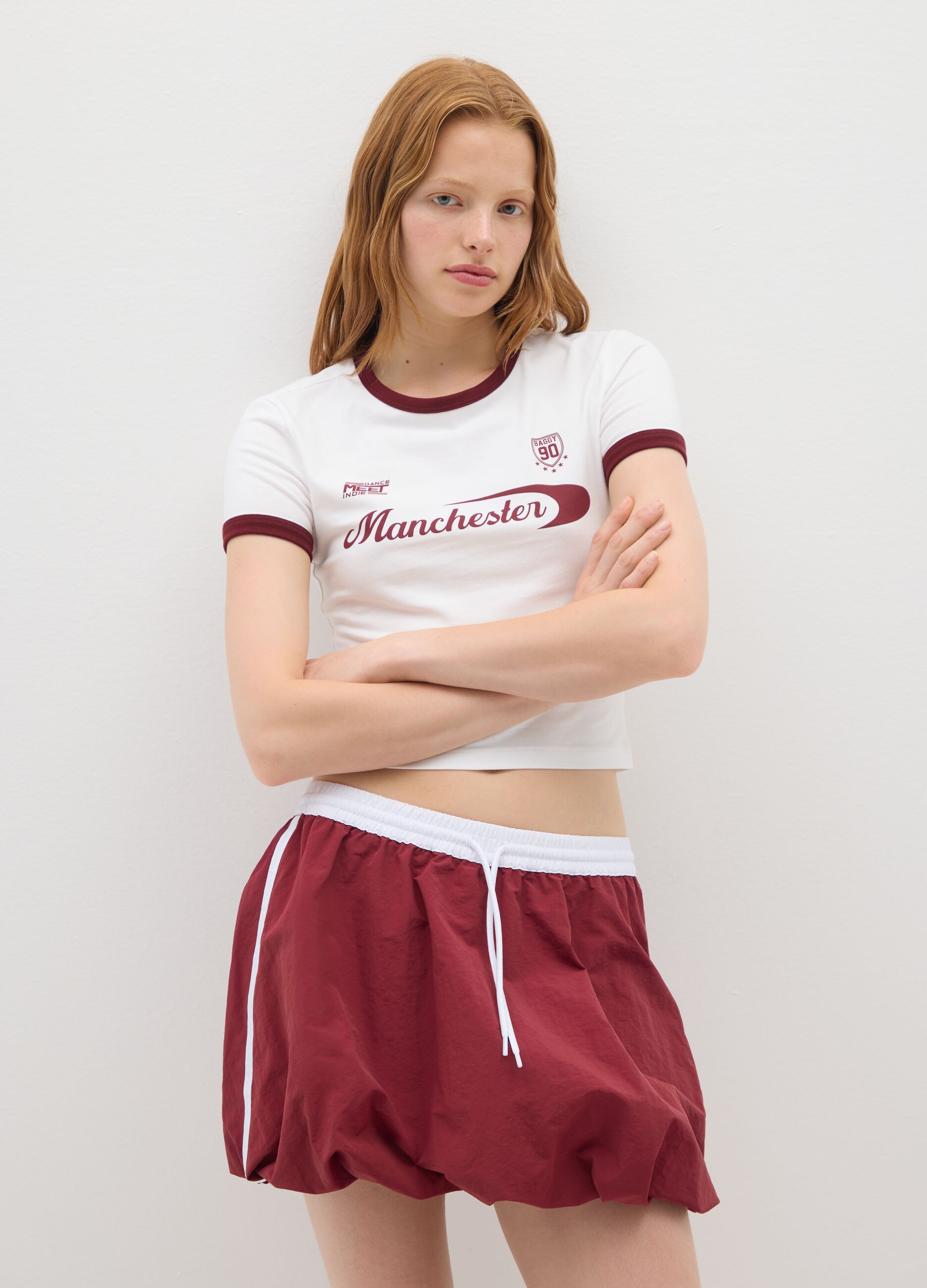 Women's White Cotton Blend T-shirt