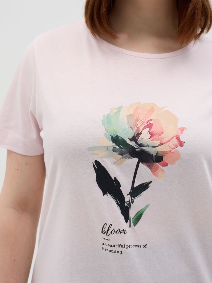 Curvy pink short-sleeved T-shirt in cotton_3