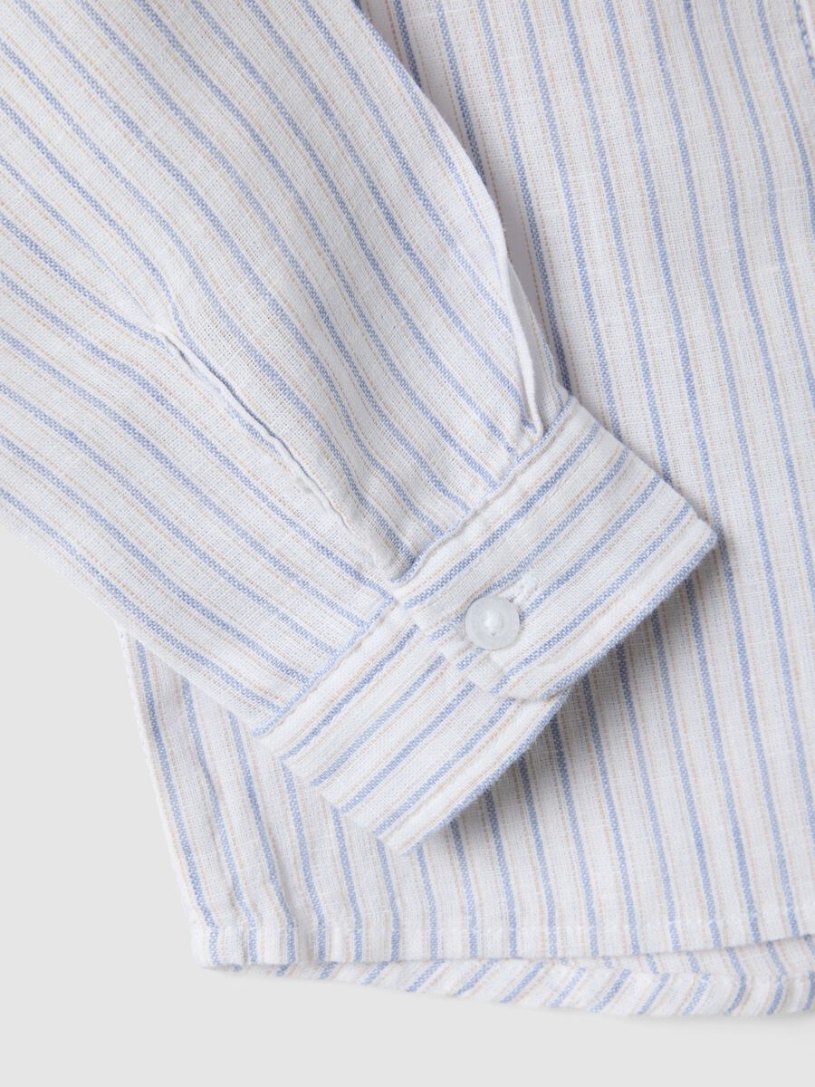 Children's regular fit striped multicolour linen-cotton blend shirt_2