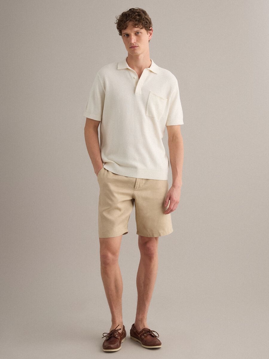 Bermuda beige in puro lino con vita elasticizzata_1