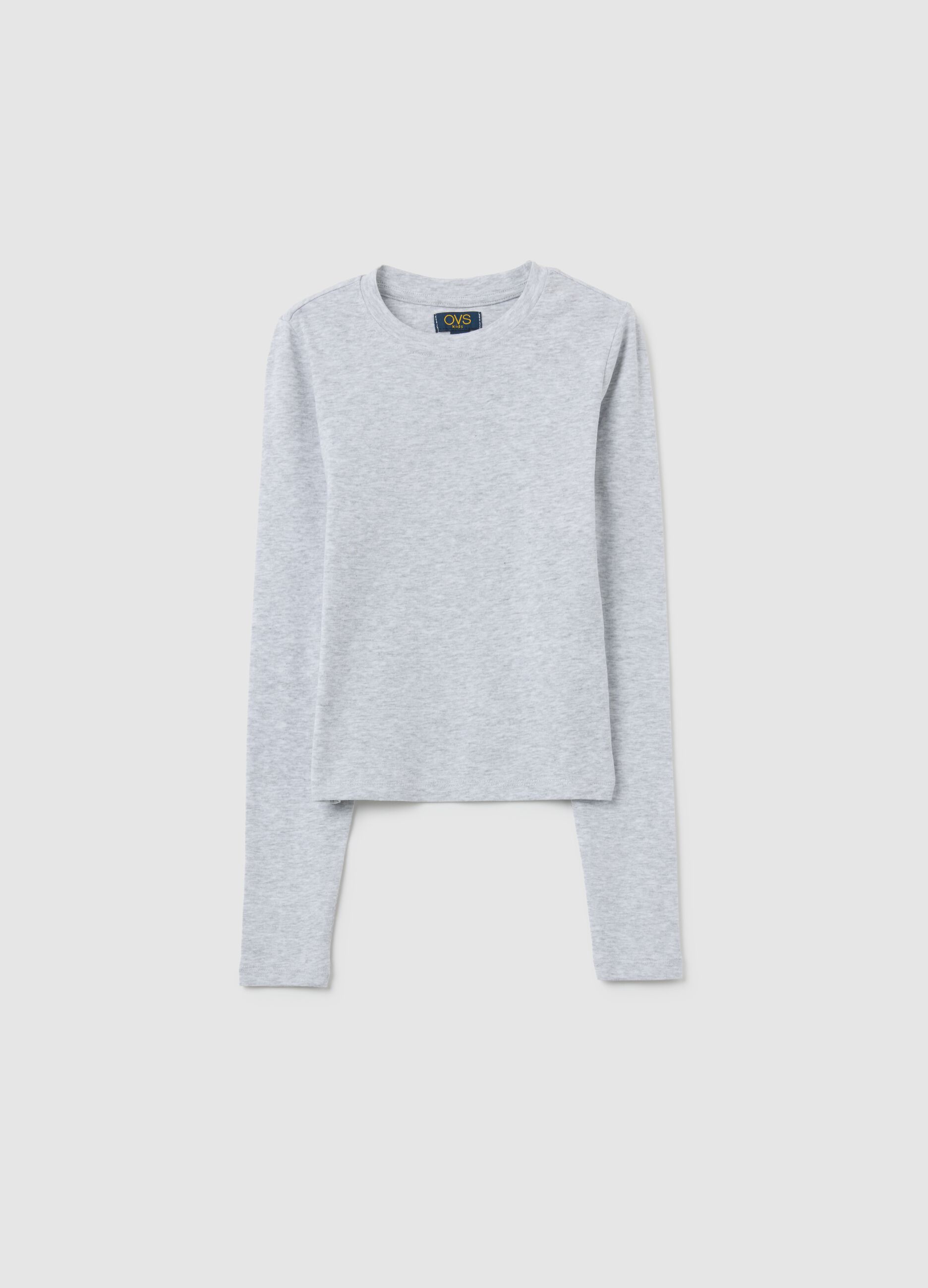 Girls' grey cotton blend long sleeve top regular fit