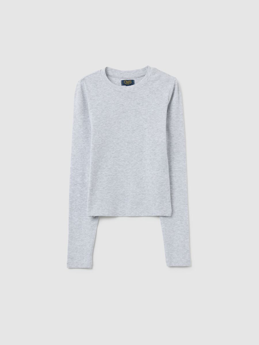 Girls' grey cotton blend long sleeve top regular fit_3