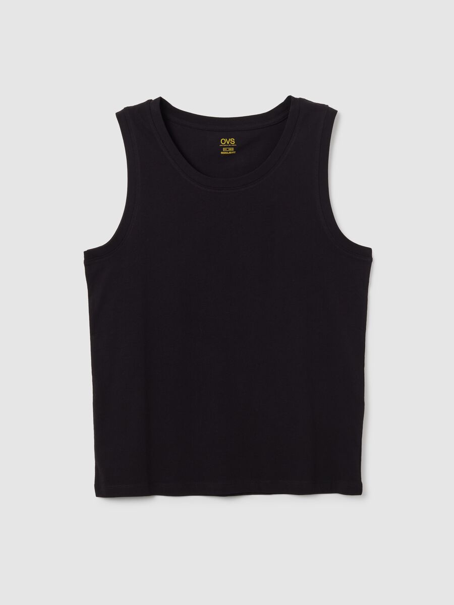 Men's basic black cotton vest regular fit_0