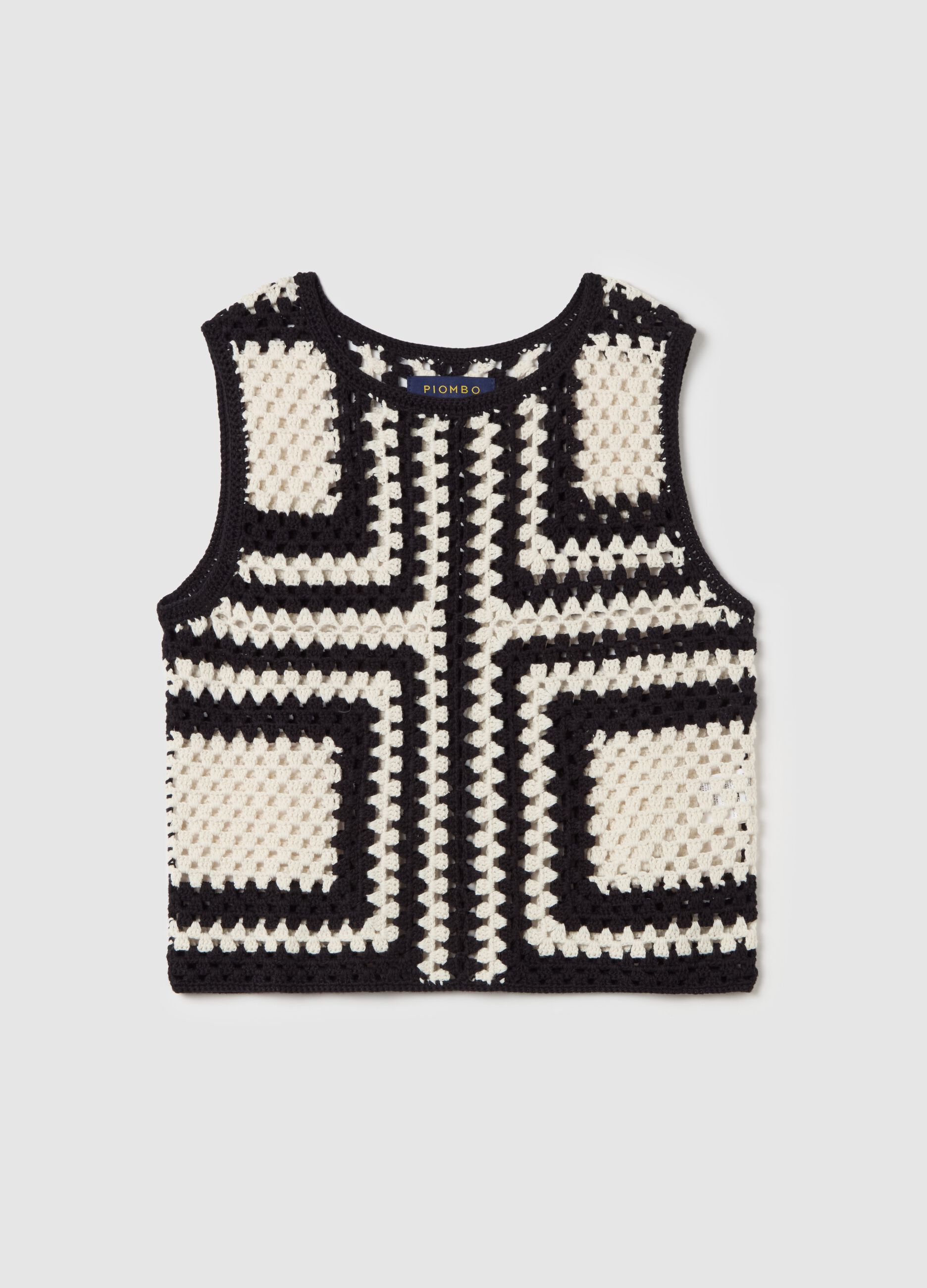 Two-tone crochet tank top