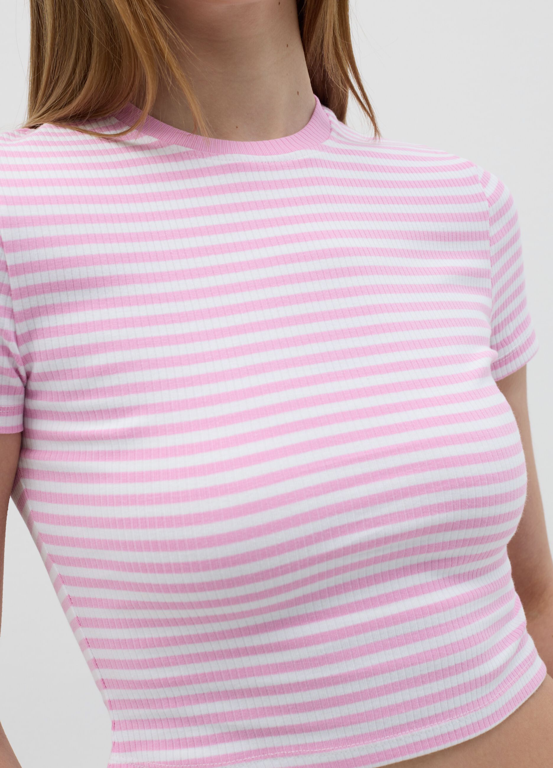Women’s multicoloured fitted T-shirt in stretch cotton