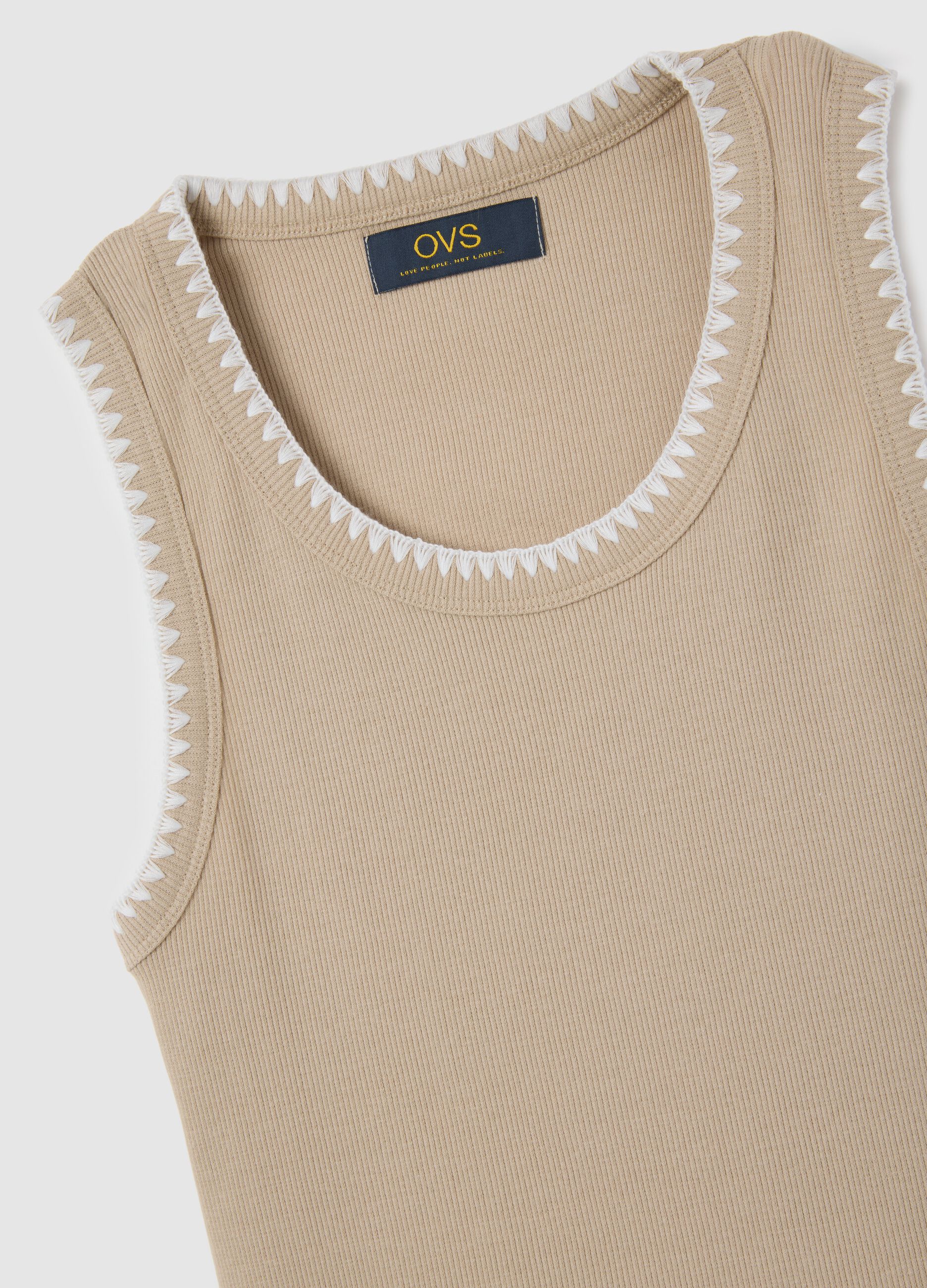 Canotta da donna in cotone elasticizzato beige