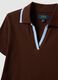 Brown stretch cotton regular fit polo with contrasting collar_5