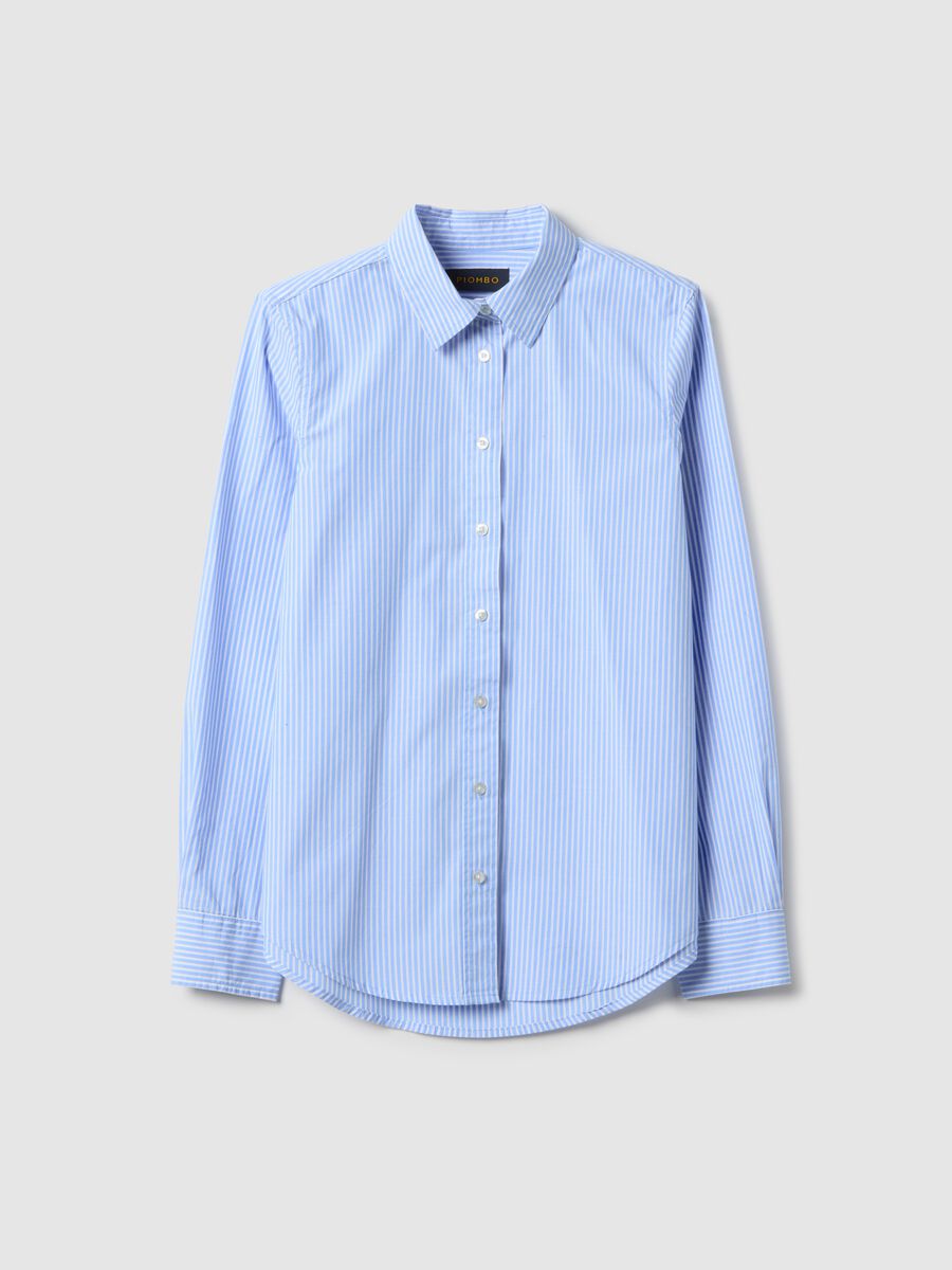 Light blue striped cotton shirt with regular fit_4