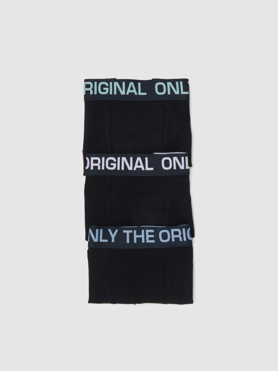 Tripack black stretch cotton boxer shorts for boys regular fit_3