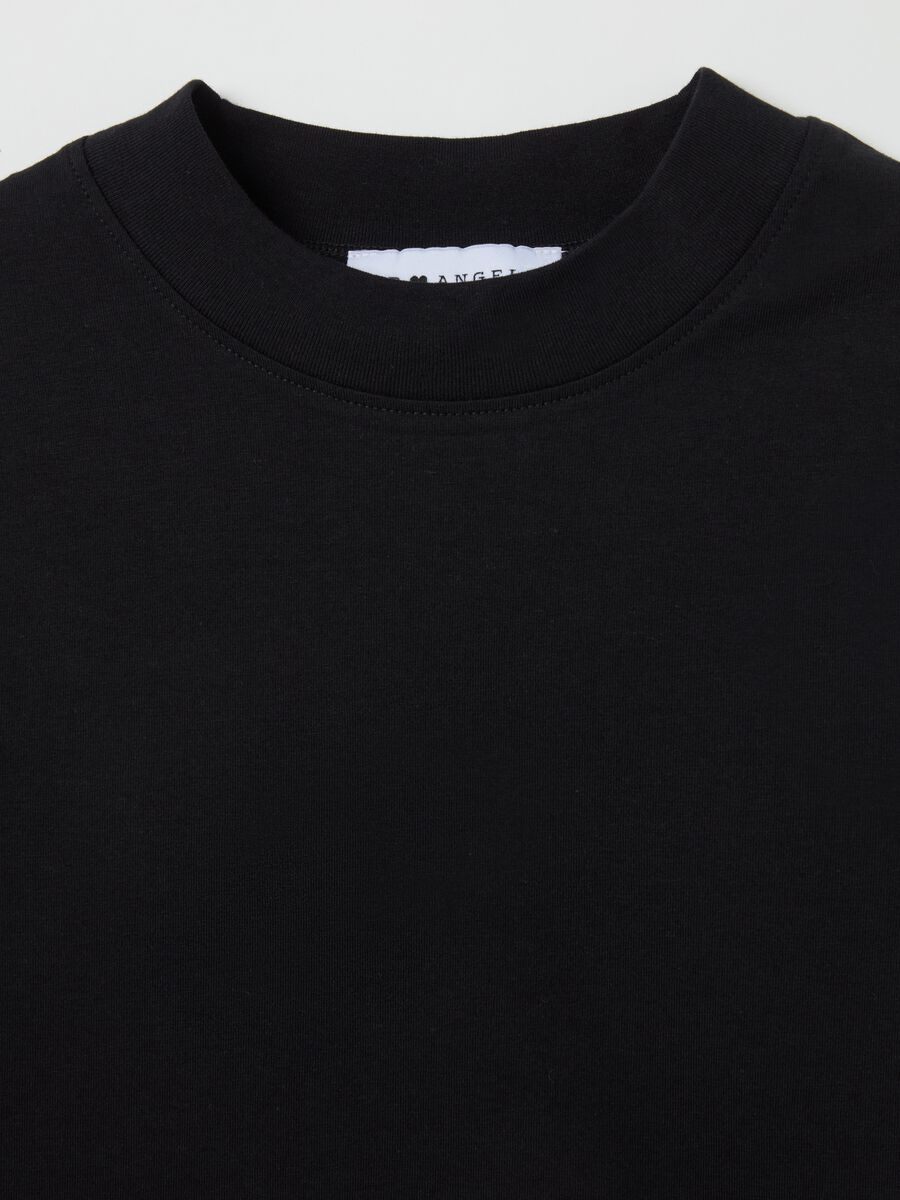 Stretch cotton T-shirt with mock neck_5
