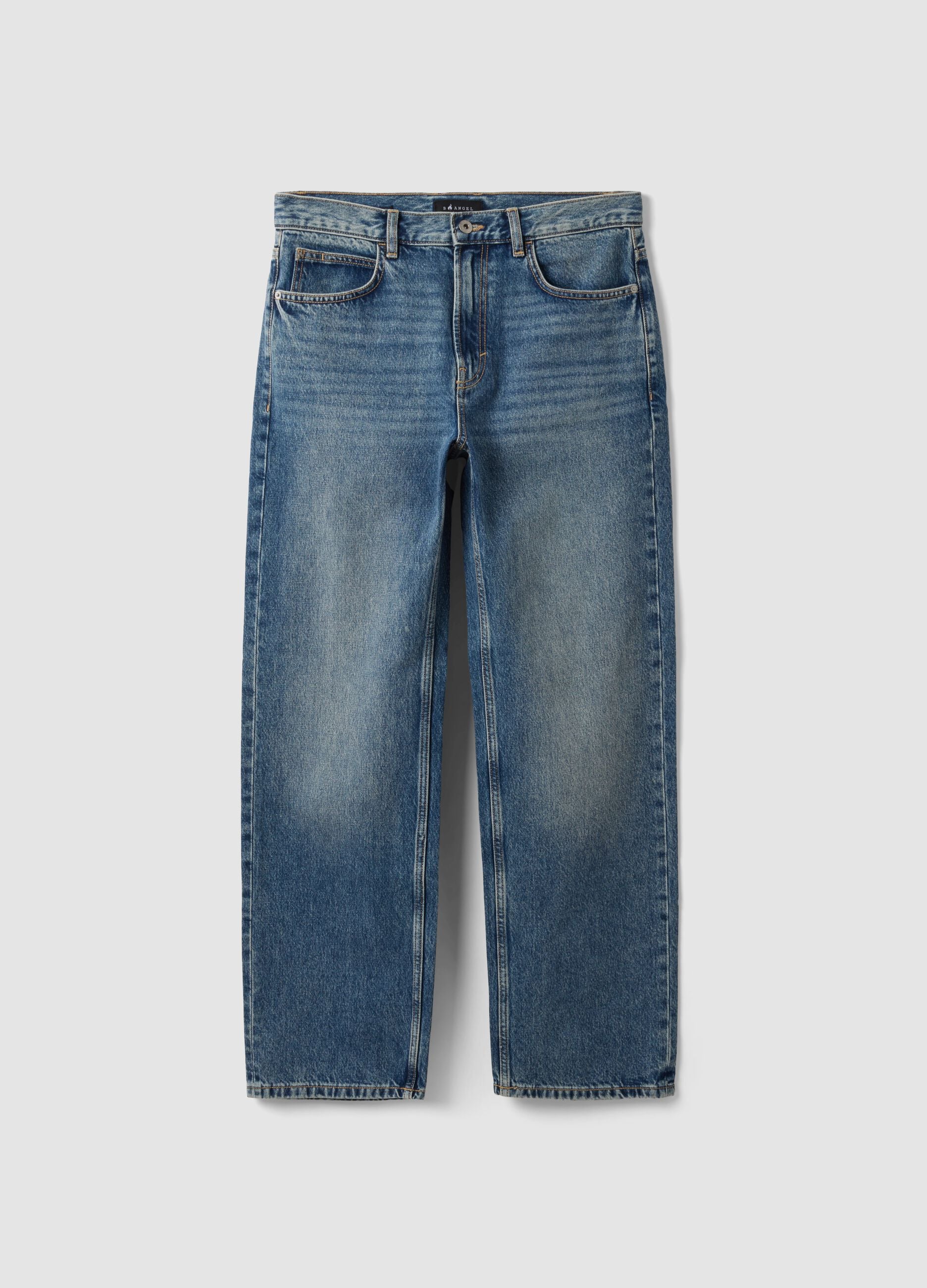 Blue denim jeans in pure cotton, loose fit