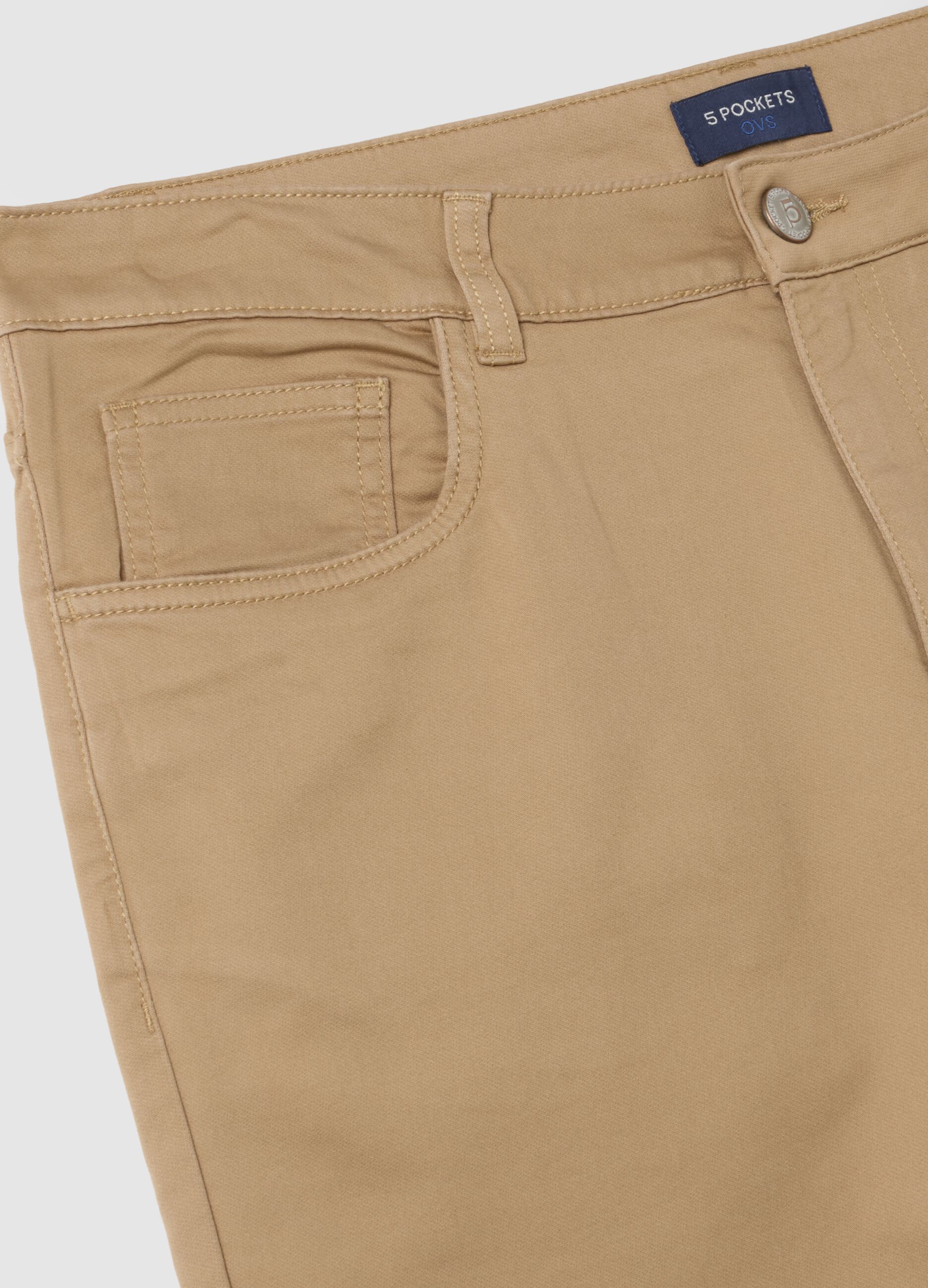 Slim fit beige cotton trousers