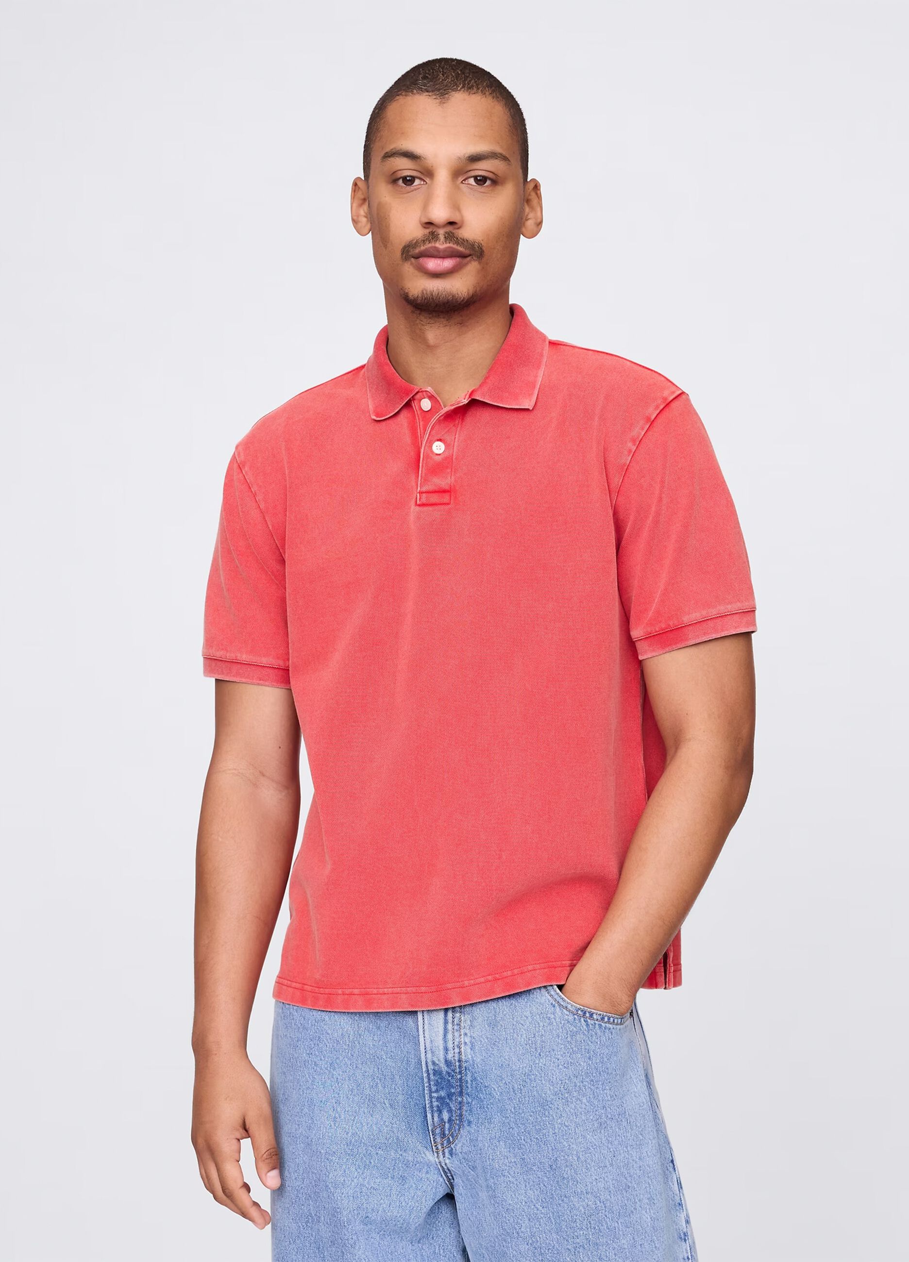 Polo shirt with short sleeves in cotton