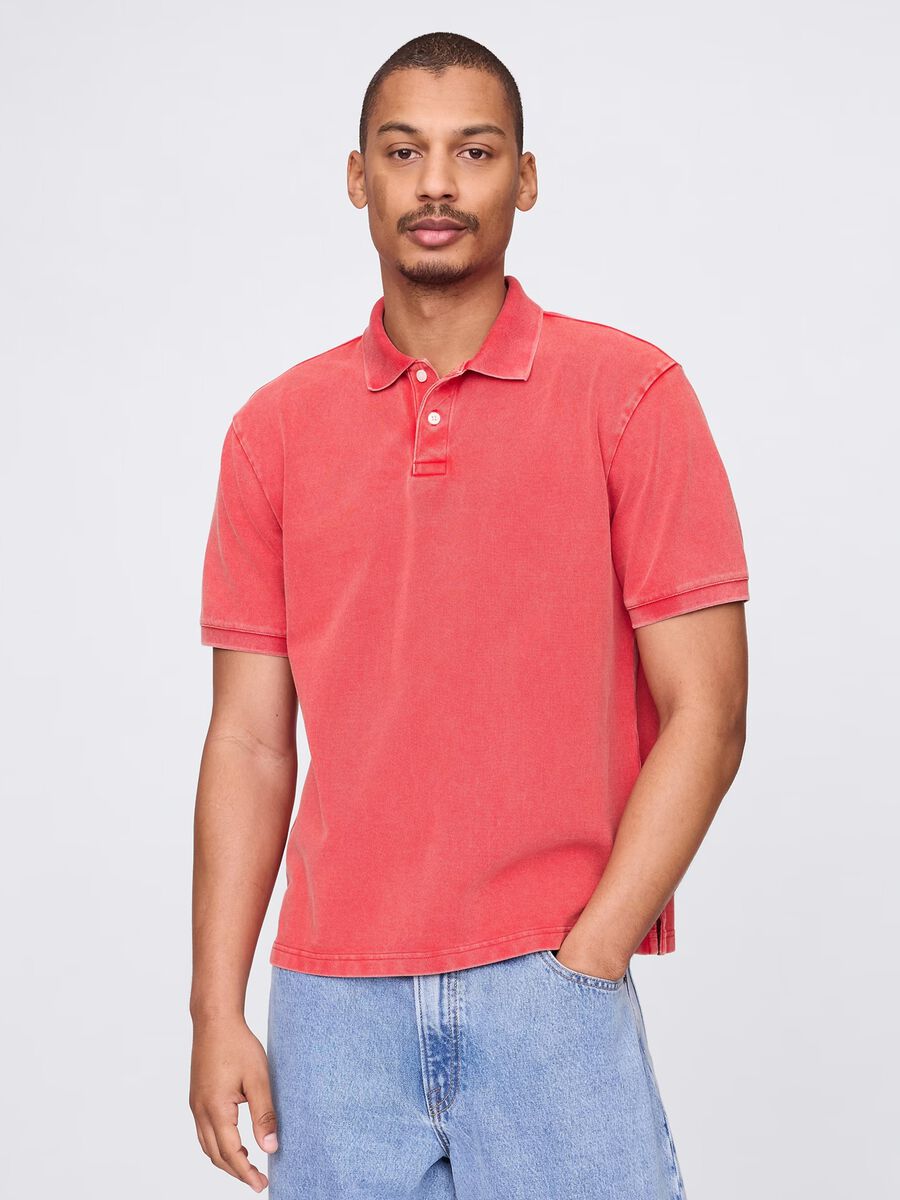 Polo shirt with short sleeves in cotton_0