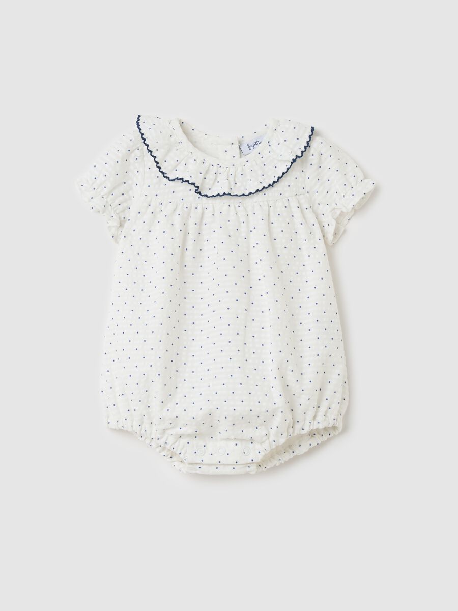 Romper suit with striped motif polka dot pattern_0