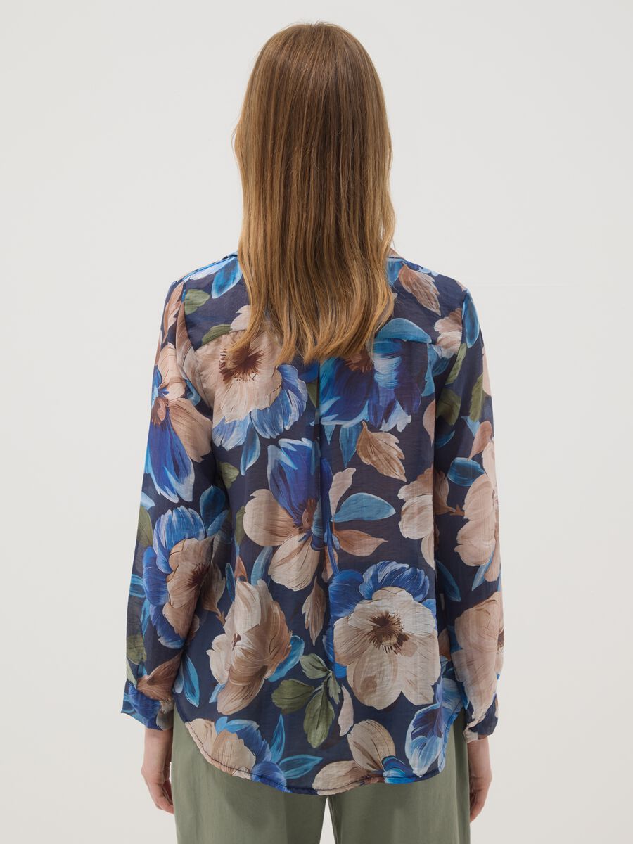 Blue lyocell-blend shirt with floral print_2