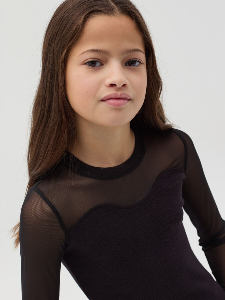 T-shirt a costine in mesh_1