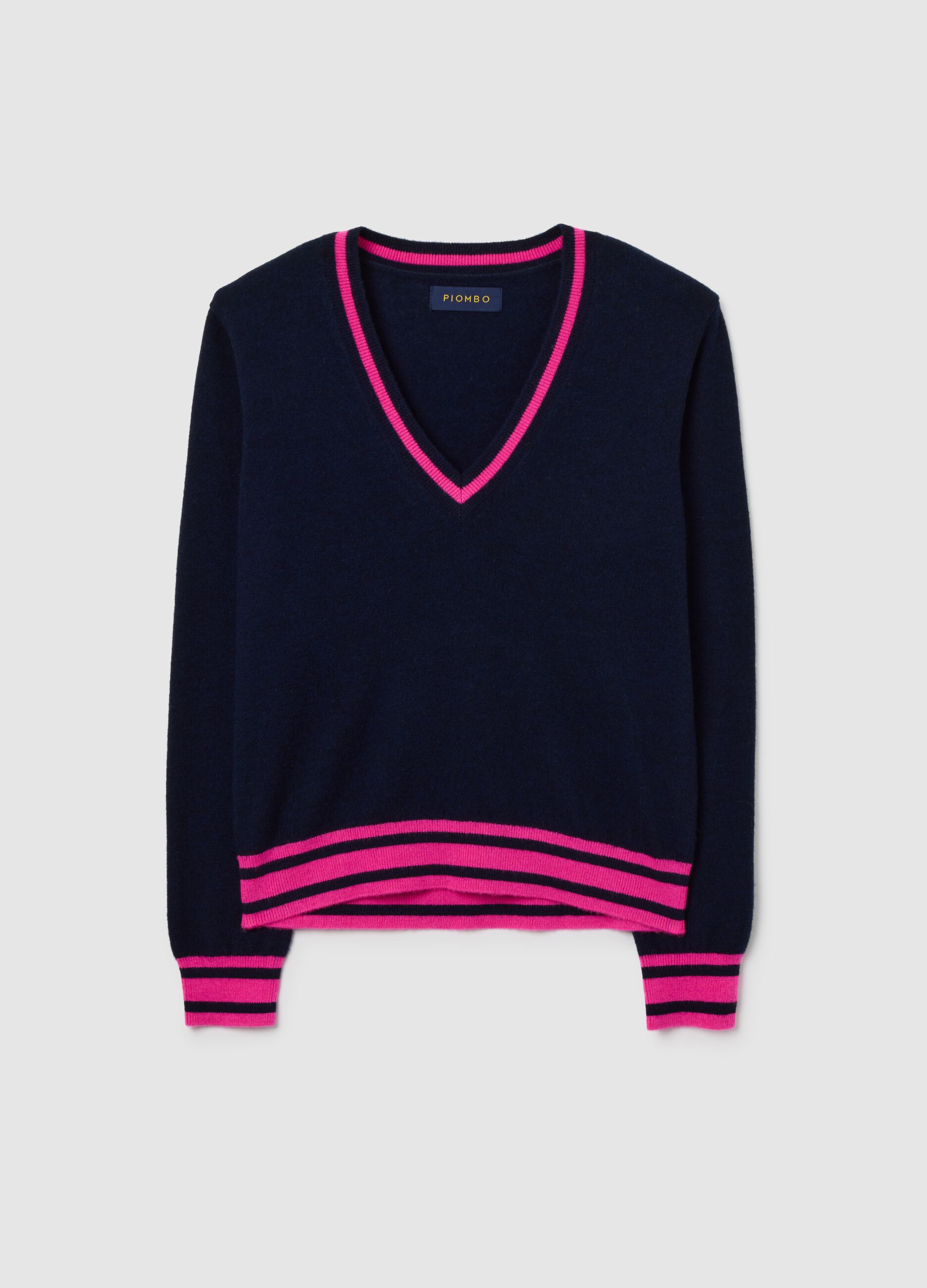 Multicolour blue pure wool sweater with striped regular fit