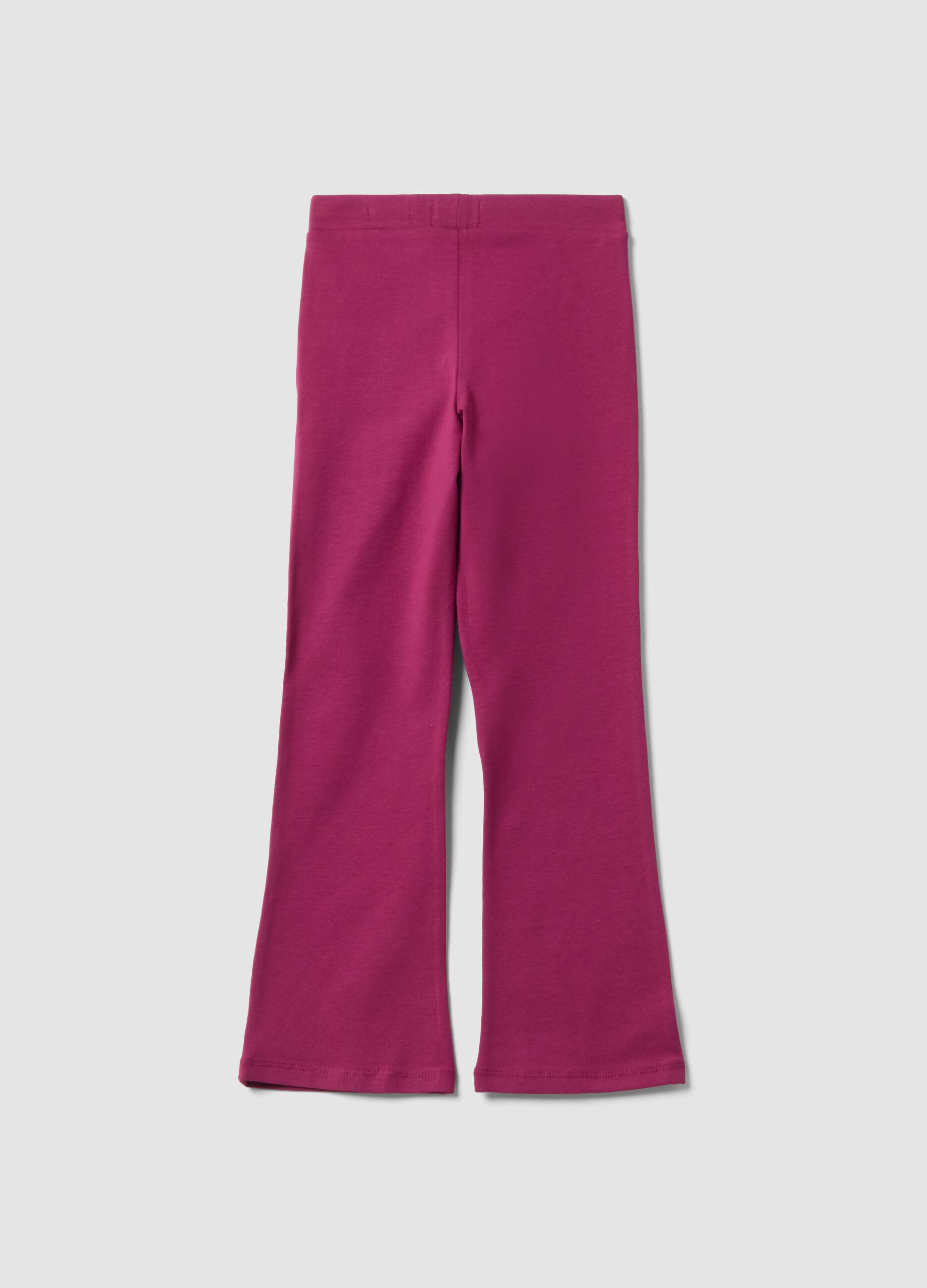 Purple stretch cotton flared leggings for girls