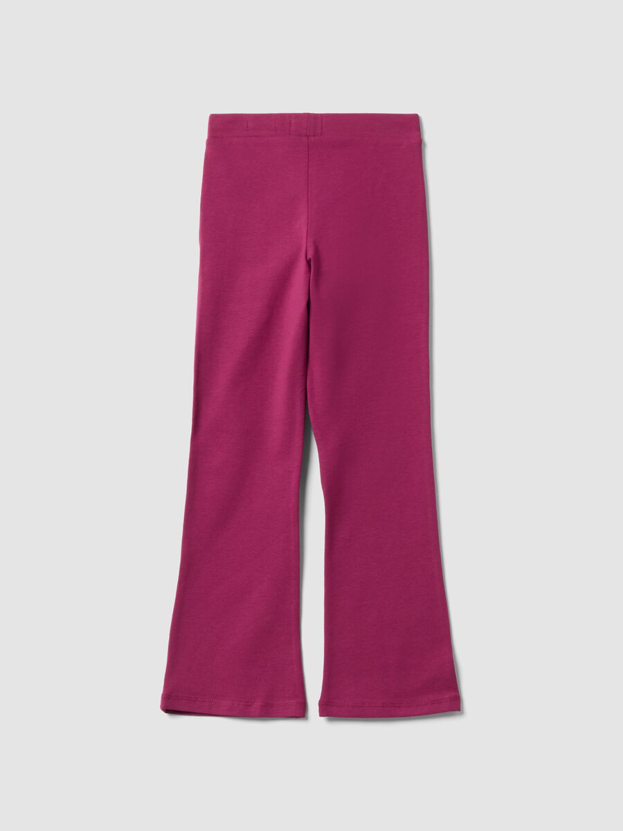 Leggings viola in cotone elasticizzato flare fit per bambina_1