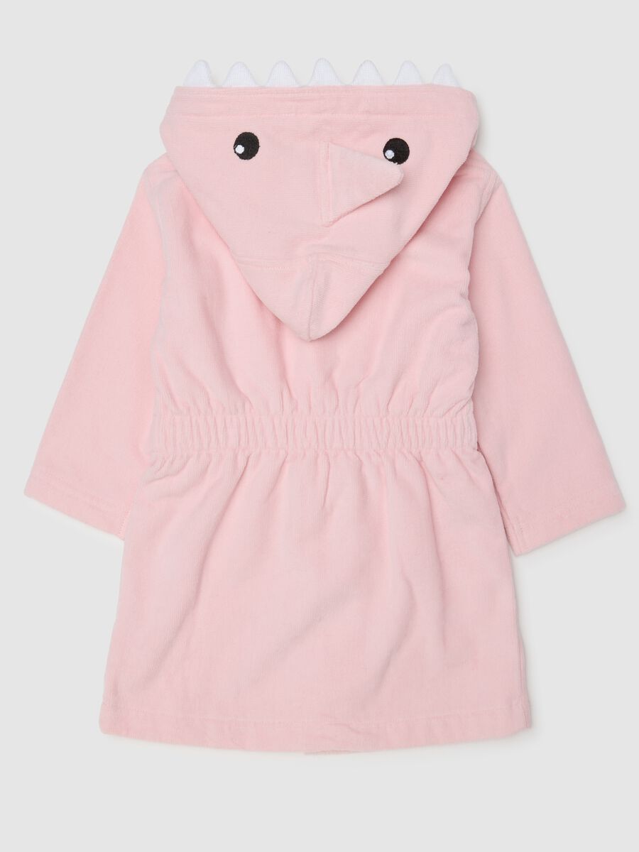 Pink baby cotton bathrobe with applied details_1