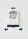 Beige cotton-blend sweatshirt with snap buttons and Lakers print_1