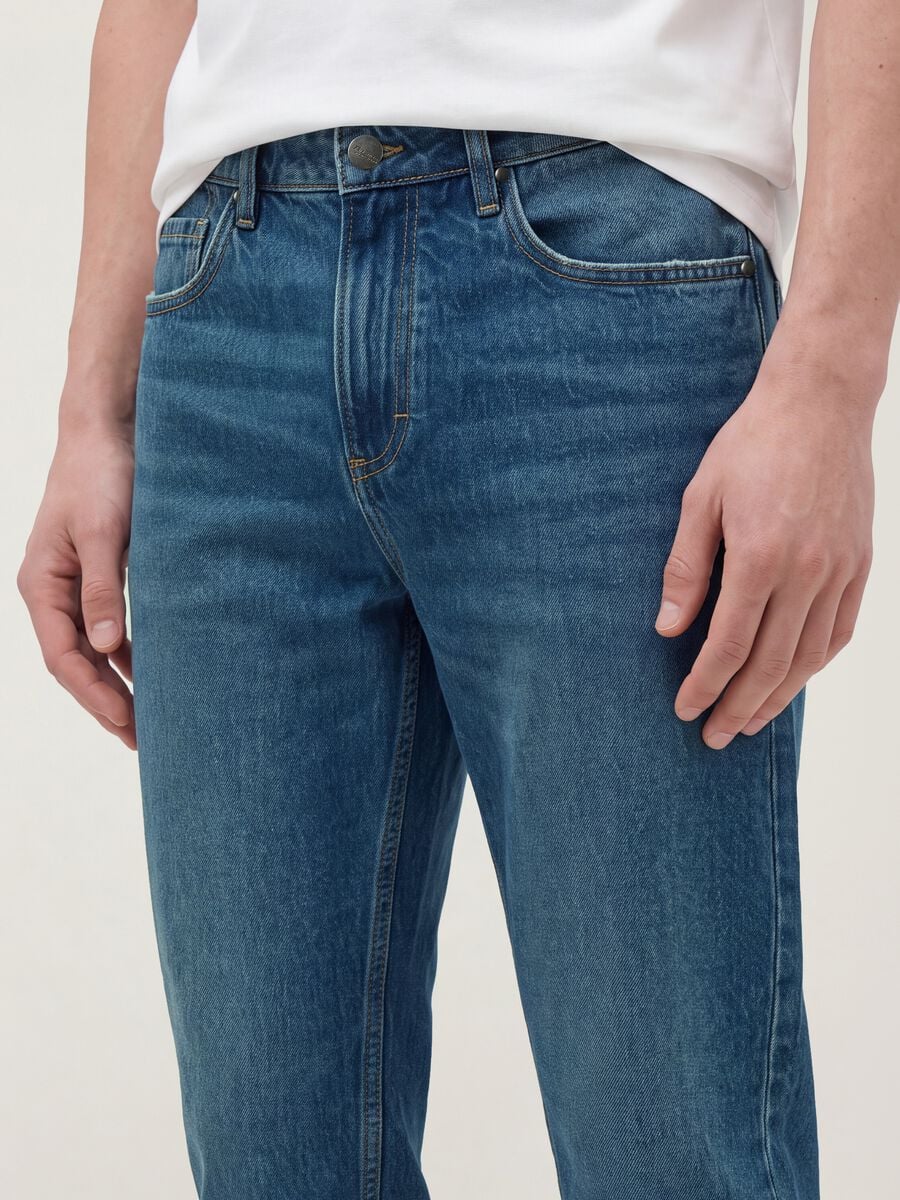 Blue cotton and lyocell blend regular tapered jeans_3