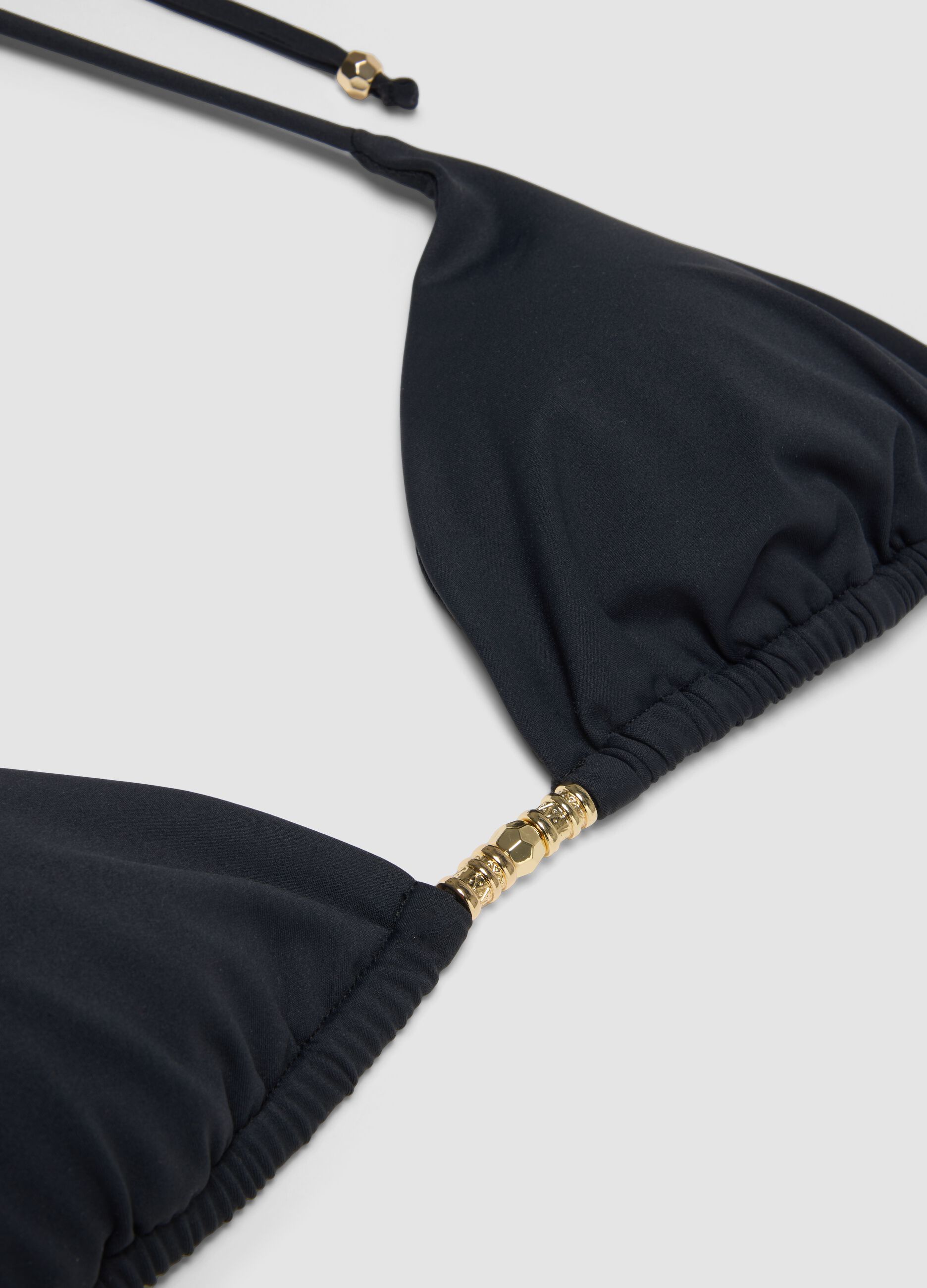 Black triangle bikini top in stretch fabric