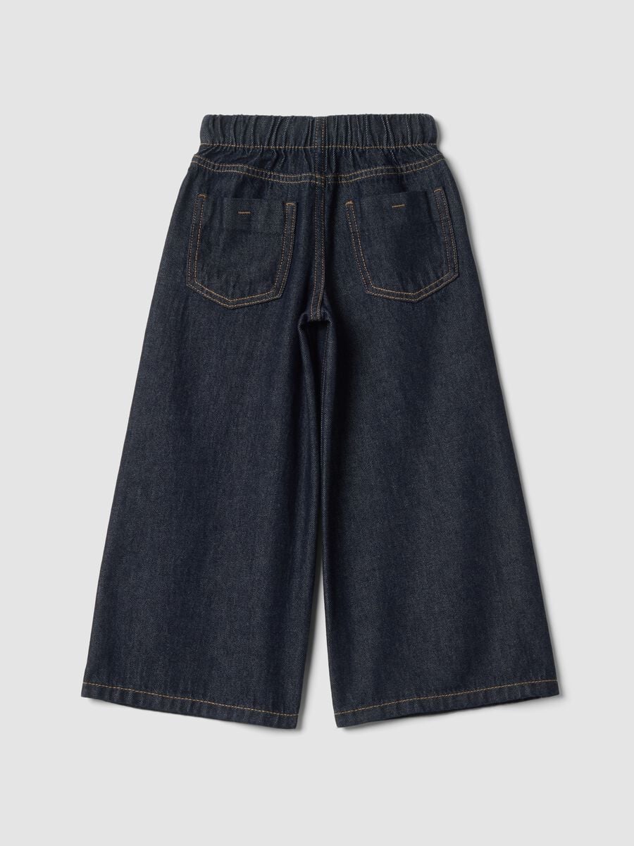Jeans blu scuro wide leg in puro cotone_1