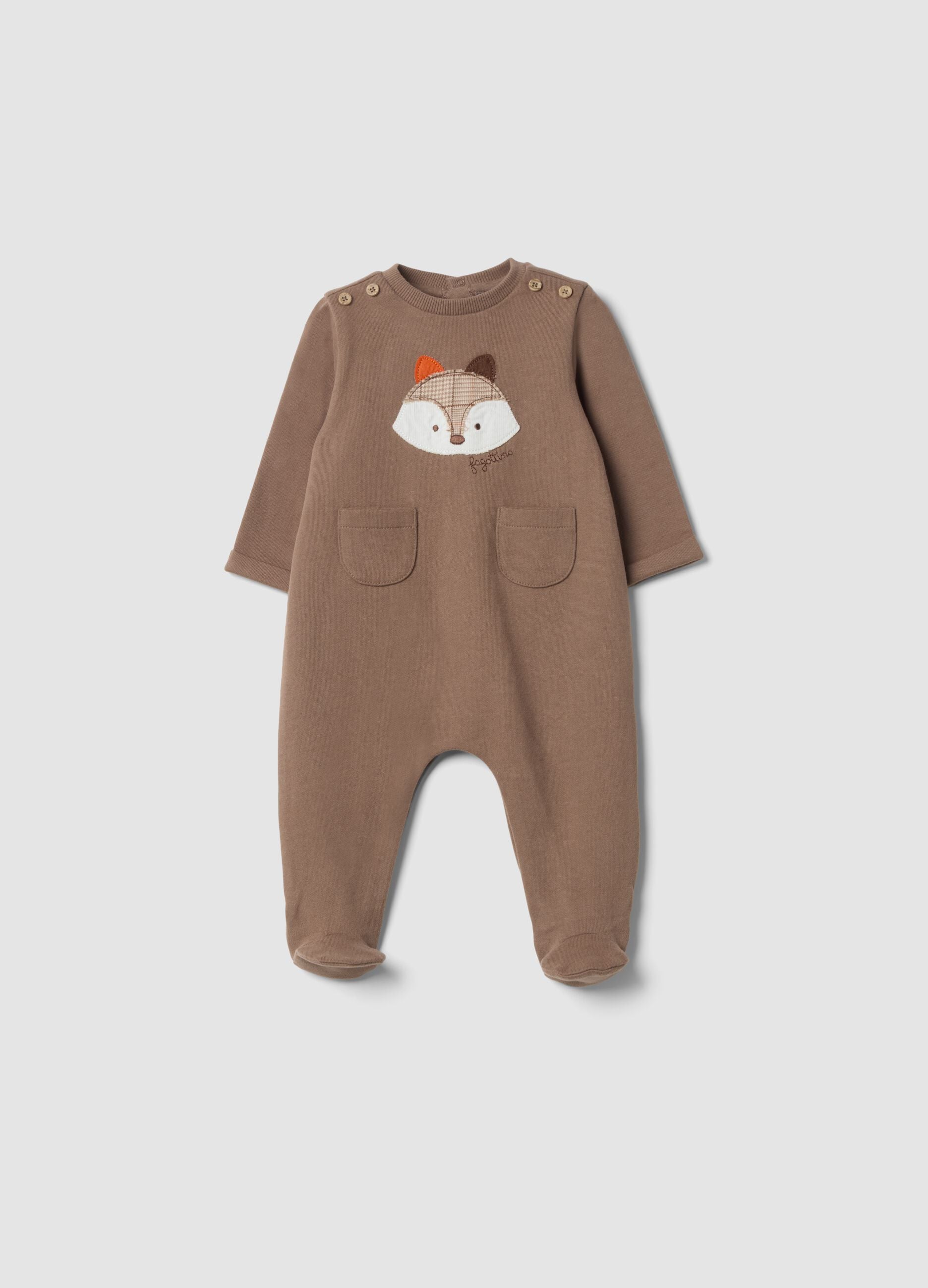 Tutina marrone chiaro in puro cotone organico