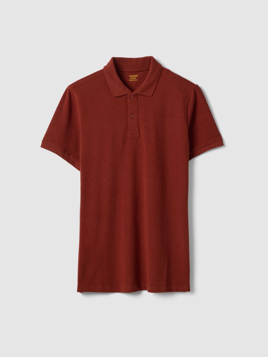 Red pure cotton short-sleeve regular fit polo shirt_0