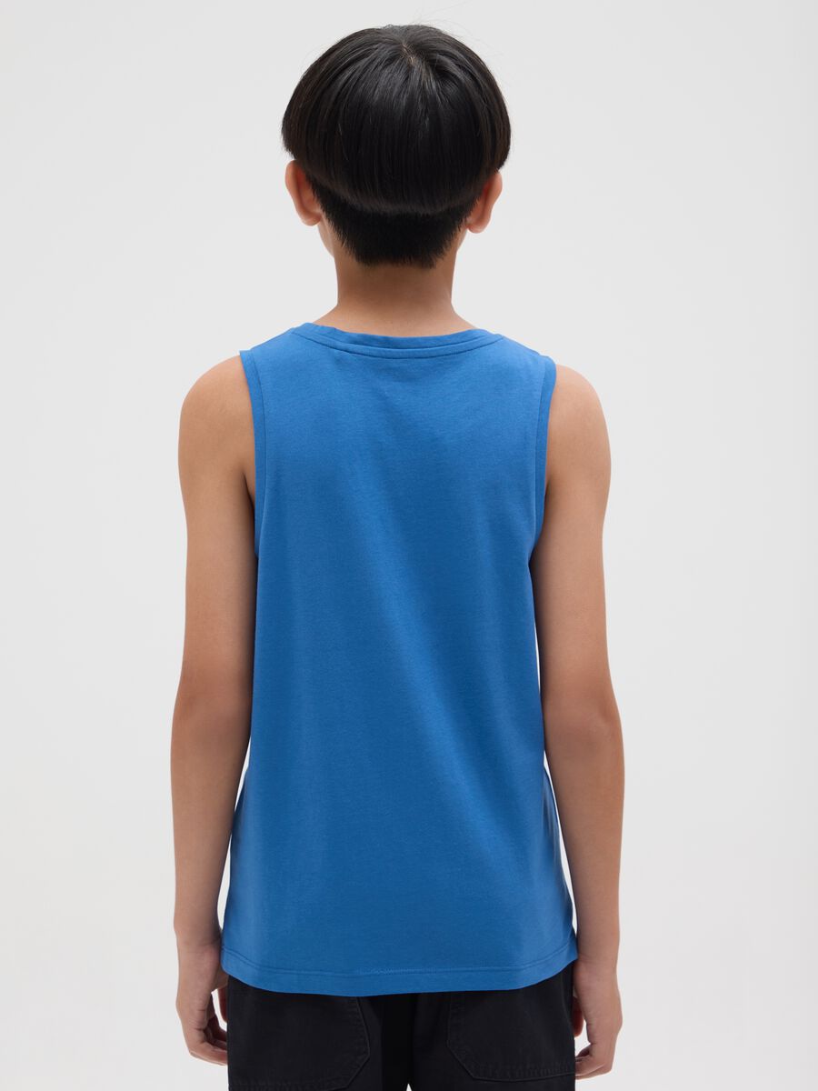 Boy's regular fit blue cotton tank top_2