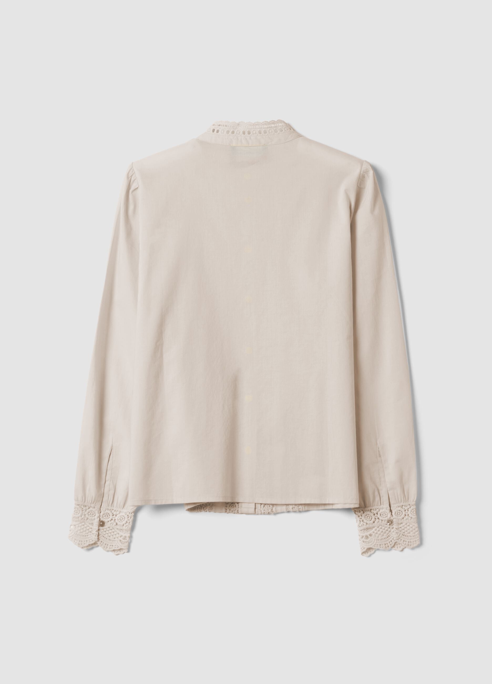 White pure cotton shirt with lace