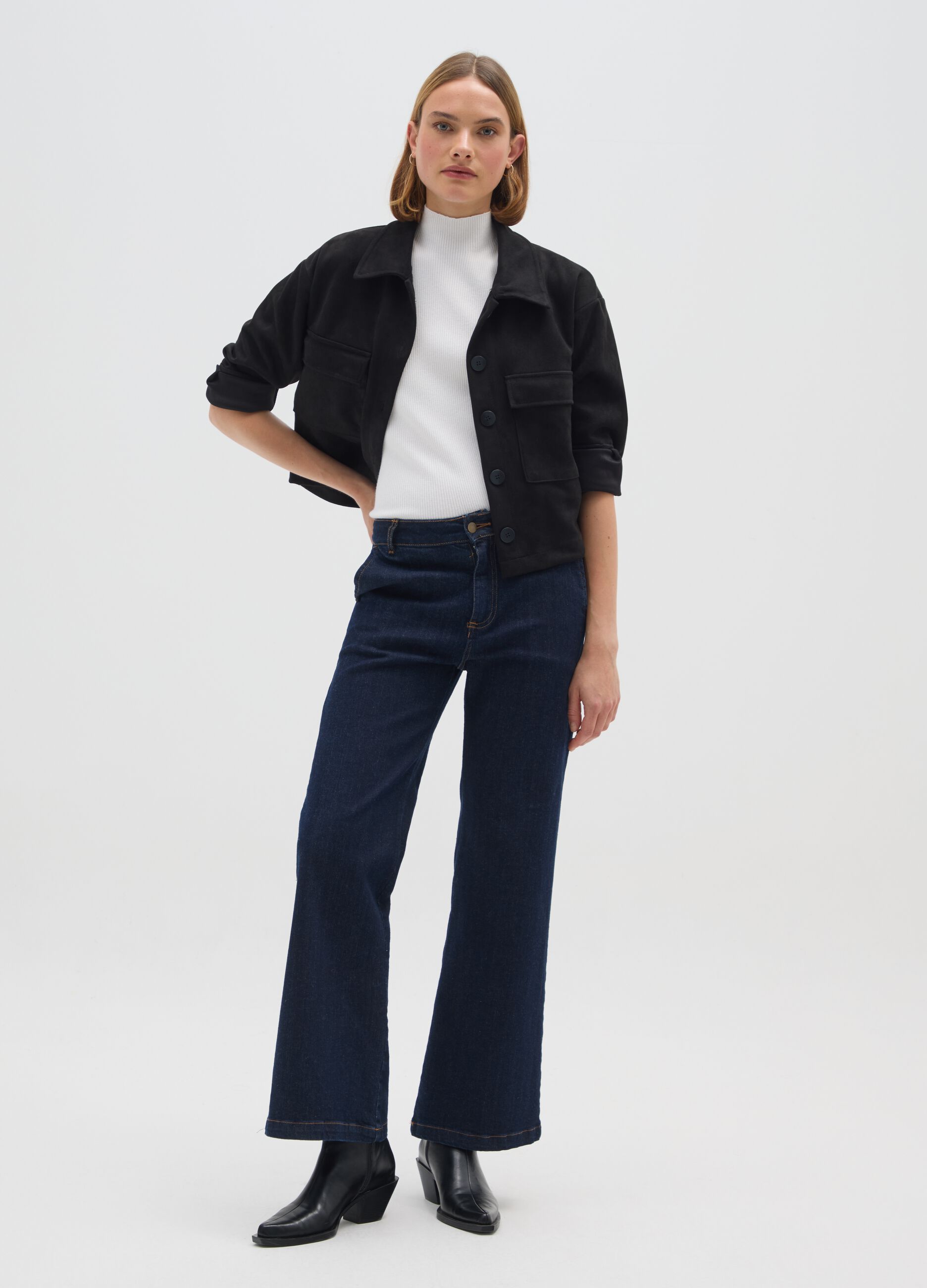 Black regular fit jacket with pockets