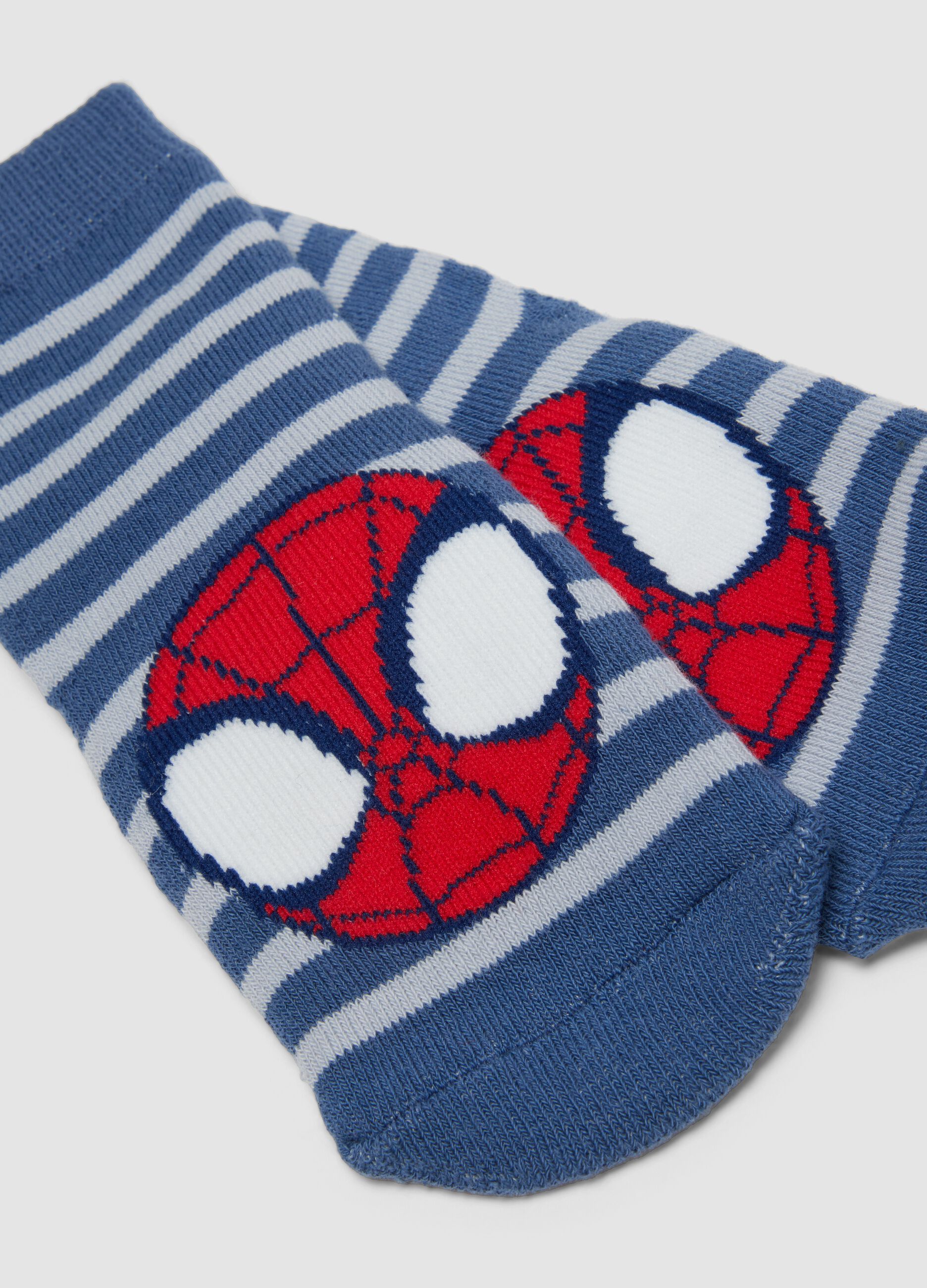 2-pack of blue organic cotton non-slip socks with Spidey print