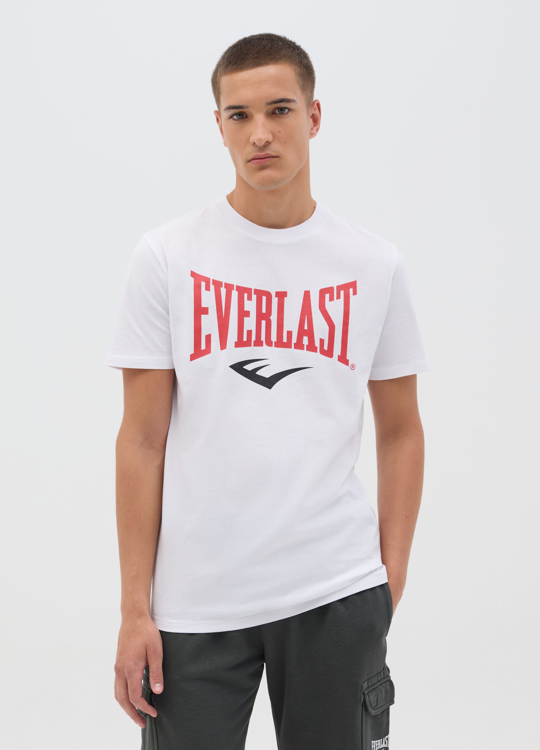 T-shirt da uomo in puro cotone bianca regular fit con logo