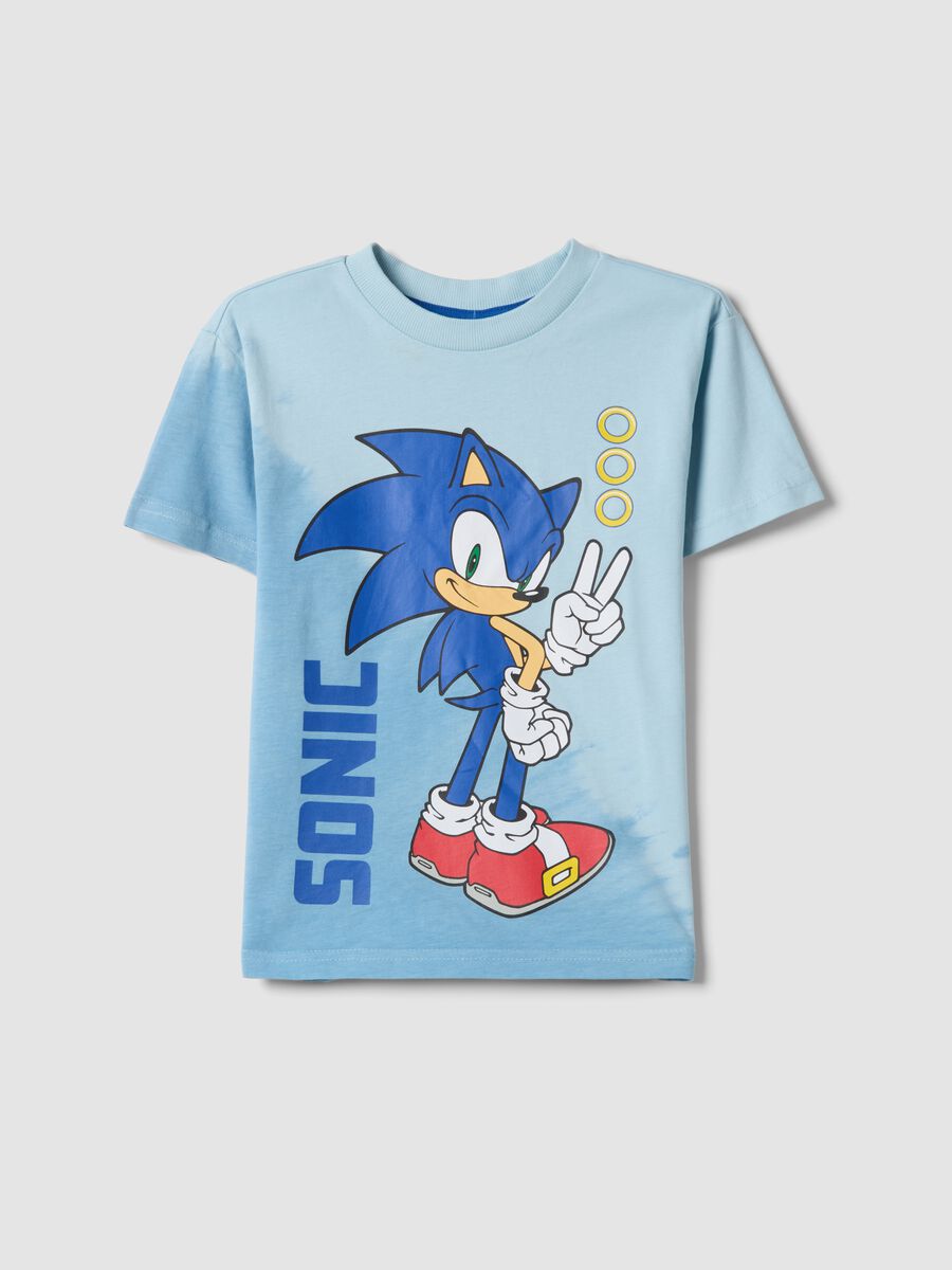 T-shirt in puro cotone azzurra da bambino regular fit con Sonic_0