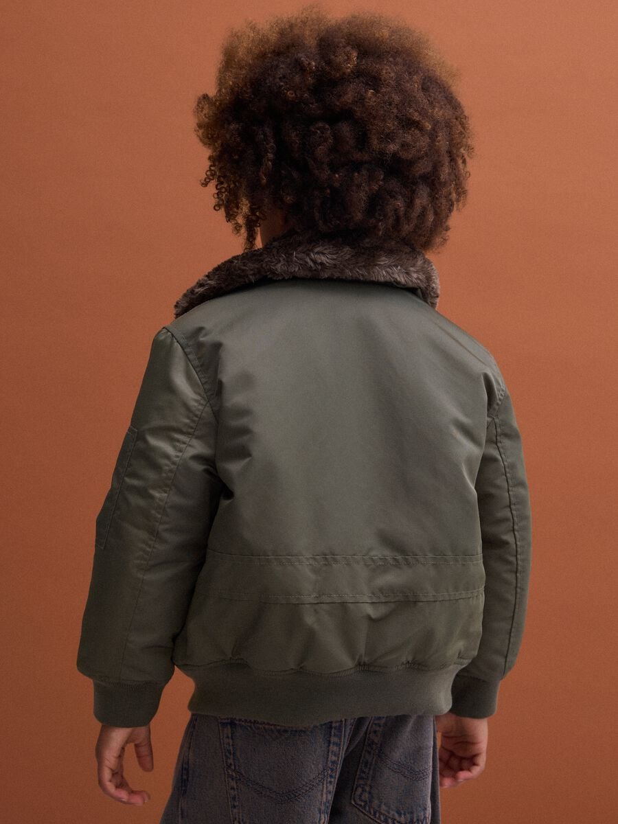 Dark green padded water-repellent jacket, oversized fit_2