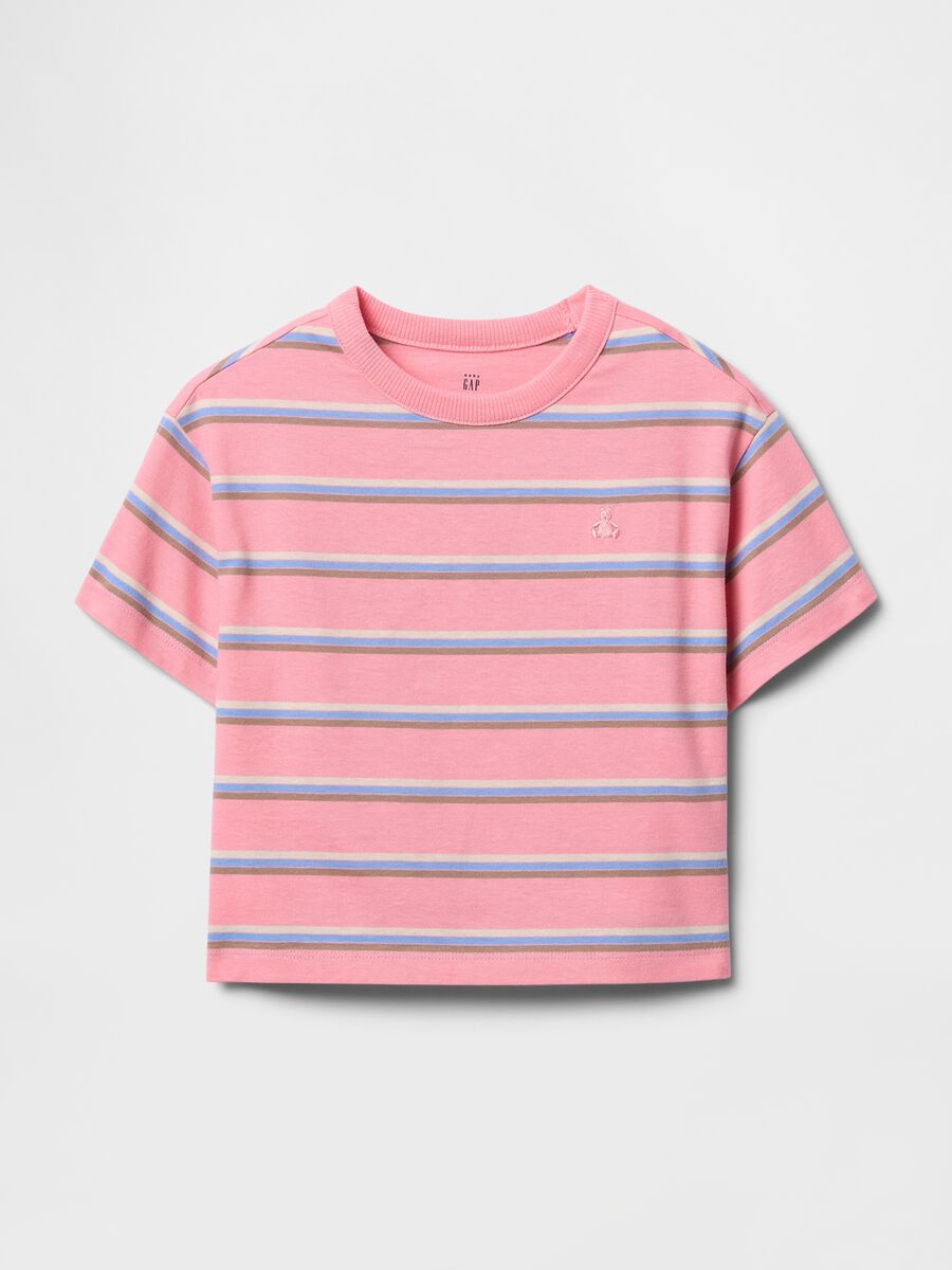 Pink striped pure cotton T-shirt GAP Kids_0