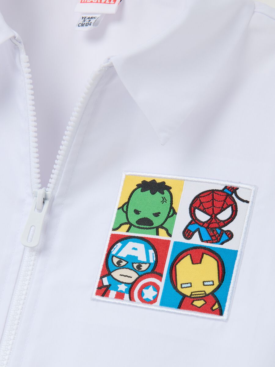 Kids school lab coat in white cotton blend with Avengers print_3