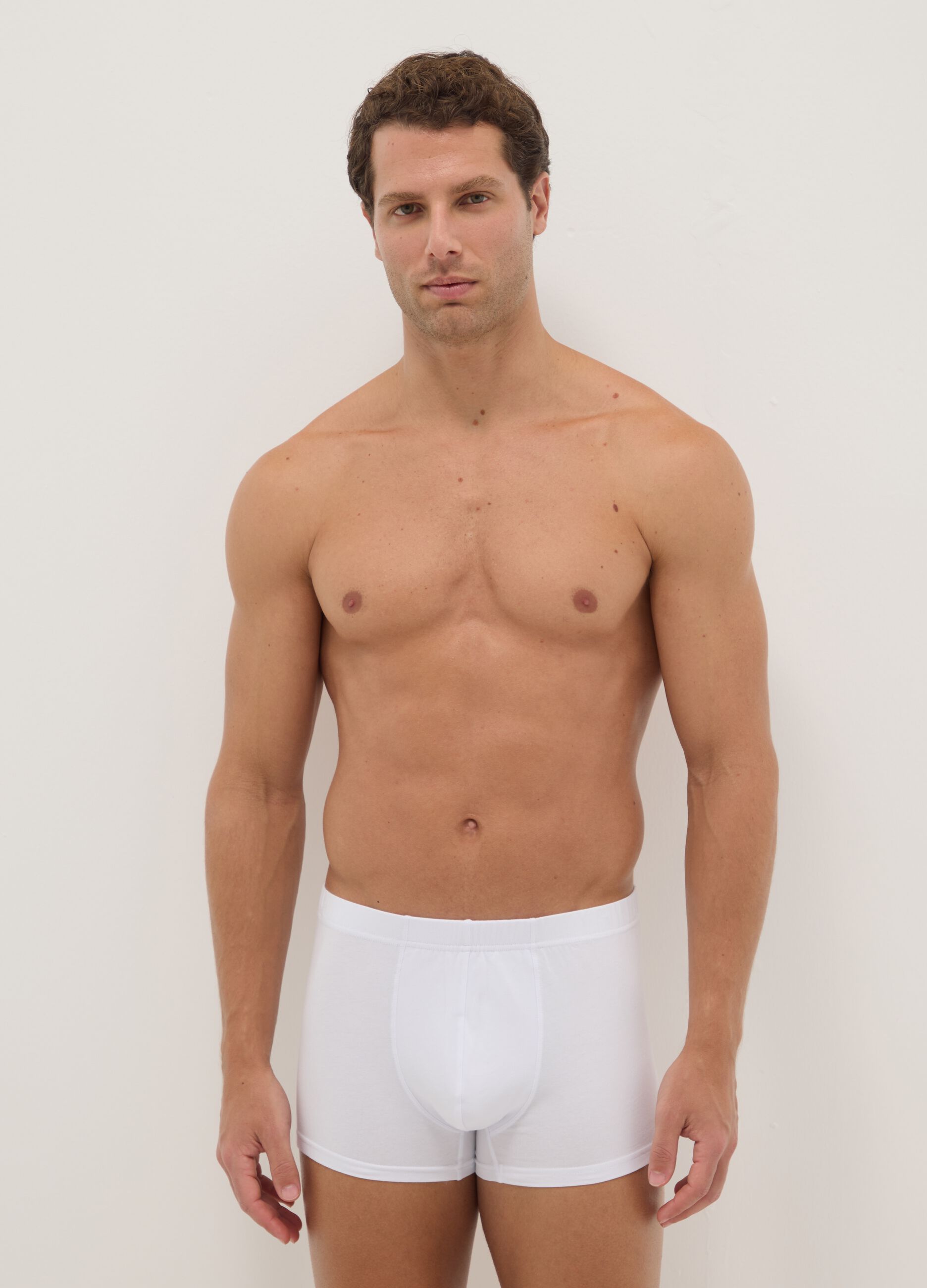 Multipack of white boxer shorts in stretch cotton regular fit