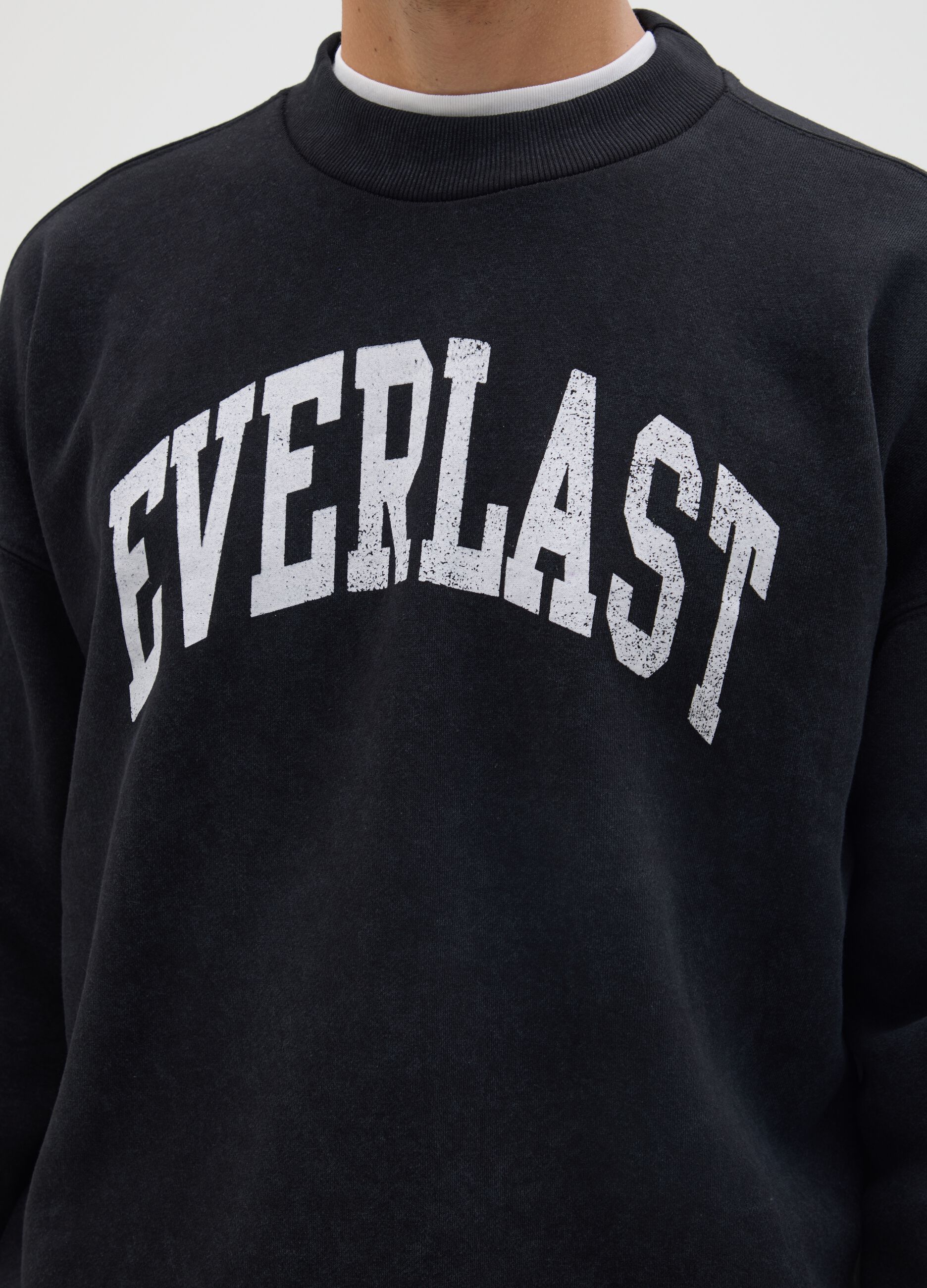 Maglia in misto cotone nera con logo Everlast