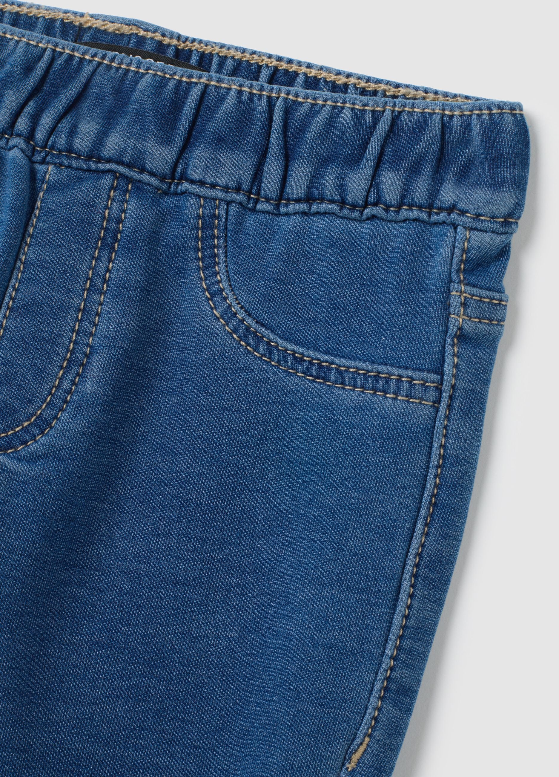 Jeggings da bambina in misto cotone blu skinny