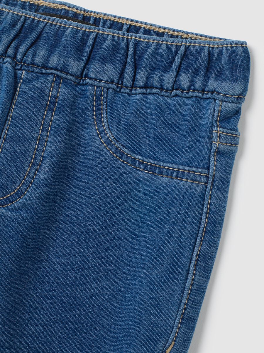 Jeggings da bambina in misto cotone blu skinny_2