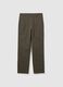 Green Stretch Cotton Blend Baggy Trousers_4